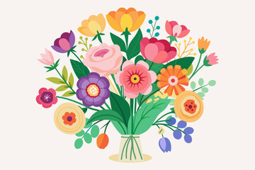 Poster - Charming bouquets with flowers on a white background.