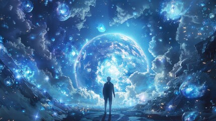 Astral Traveler in Cosmic Suit Exploring Psychic Realms