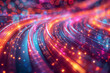 A colorful, abstract image of a line of lights with a blue and purple background