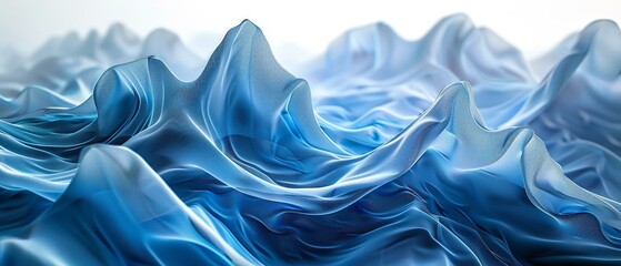 Wall Mural - Flowing 3D geometry, a cascade of blue silence