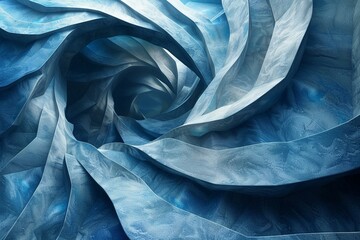 Wall Mural - Contoured geometry, 3D art in a palette of winter blues