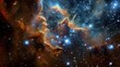 closeup star filled sky cluster stars orange color interconnections resembling plasma jets panda space symmetric lights smoke jigsaw puzzle blue wall