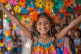 Fototapeta Panele - Lively moment capturing the excitement of breaking piñatas during Cinco de Mayo festivities