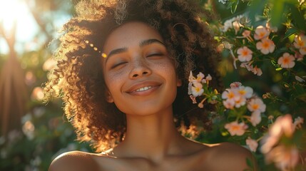 Wall Mural - Body positive young woman celebrating her natural body and beauty