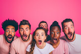 Fototapeta Sport - A group of people are standing together and one of them is making a funny face