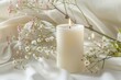 a white background with a fragrant candle