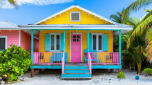 Colorful Beach Houses On A Vibrant Tropical Island