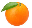 Orange fruit with leaves isolated, transparent PNG, PNG format, full depth of field, cut out, single