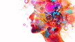 Artistic Human Profile with Colorful Abstract Mind Concept Illustration