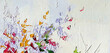 Abstract background - oil painting on canvas with flowers and paint strokes
