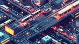 Fototapeta  - 都市の交通網の3Dイラストレーション