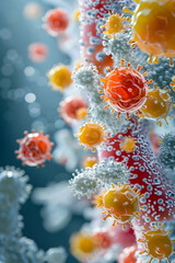 Wall Mural - Intricate Biological Structures in Vibrant Microscopic