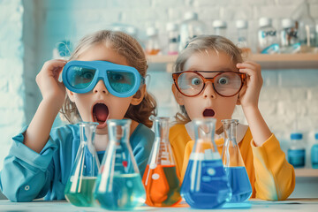 Children conducted a failed chemical experiment in the laboratory