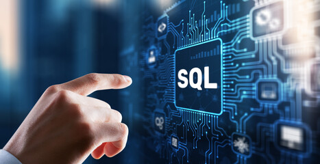 SQL Structured Query Language. Technology concept. Icon virtual screen