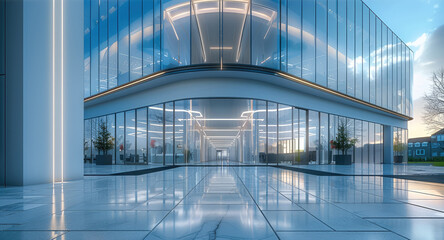 Poster - Original and unique style of office building. Generative AI.