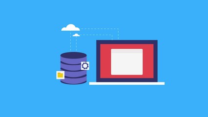 Wall Mural - cloud computing, database management system information technology concept, video animation.