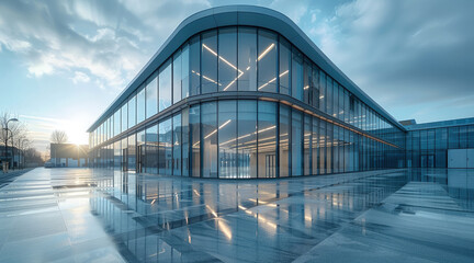 Poster - Original and unique style of office building. Generative AI.