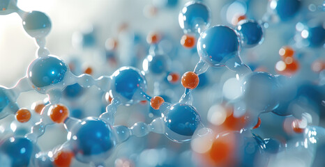 Aufkleber - Molecules, Abstract Atom molecule structure. Generative AI.