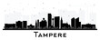 Tampere Finland city skyline silhouette with black buildings isolated on white. Tampere cityscape with landmarks. Tourism concept with modern and historic architecture.