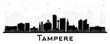 Fototapeta  - Tampere Finland city skyline silhouette with black buildings isolated on white. Tampere cityscape with landmarks. Tourism concept with modern and historic architecture.