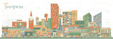 Fototapeta  - Tampere Finland city skyline with color buildings. Tampere cityscape with landmarks. Business travel and tourism concept with modern and historic architecture.