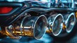 Vehicle underbody exhaust pipe, catalyst, resonator, exhaust system. Old parts require repair and replacement. Car service and maintenance. cardan and outboard bearing
