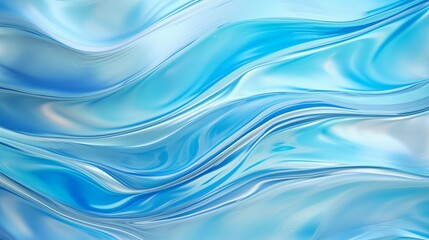 Wall Mural - Abstract Blue Waves with a Smooth, Reflective Texture