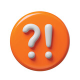 Fototapeta Pokój dzieciecy - Question and exclamation signs 3d orange realistic glossy button. Exclamation and question punctuation marks, attention signals three-dimensional rendering vector illustration