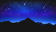 Mountain Silhouette under Meteor Shower