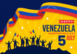 Happy Venezuela Independence Day Vector Illustration on 5 July with Flags, Balloon and Confetti in Memorial Holiday Flat Cartoon Background