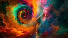 A Vibrant Kaleidoscope Of Colors Swirling Within A Human Head, Representing The Complexity Of Human Thought And Emotions.