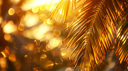 Golden background with palm tree