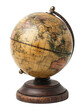 Retro globe with detailed geographical map isolated on transparent background