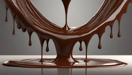 Wall Mural - Indulgent Visuals: Realistic 3DCG Rendering of Dripping Chocolate