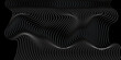 Vector wavy grey gradient lines pattern curve flowing dynamic isolated on black background for concept of technology, ocean, cover, banner, digital, communication, science, music.