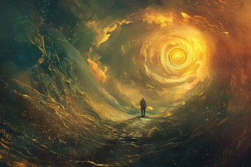 Poster - Mystical portal in the universe. Fantasy landscape background