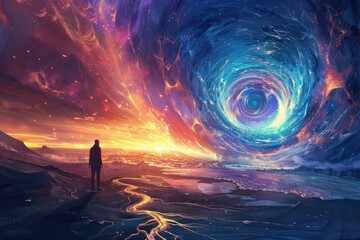 Wall Mural - Mystical portal in the universe. Fantasy landscape background