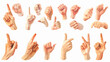 Realistic human hands icons and symbols set. Emoji 