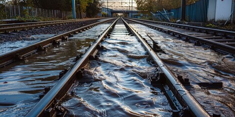 Sticker - The train tracks are flooded with water