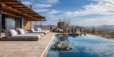 Poster - A pool with a view of the mountains and a tree