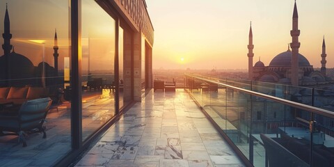 Canvas Print - A beautiful view of a city with a large building in the background