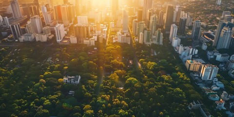 Canvas Print - aerial view to city