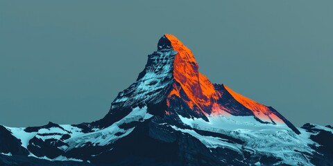 Wall Mural - A stark image of a snow-capped mountain peak