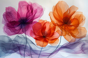 Wall Mural - Abstract flower pastel drawing