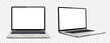 Laptop computer with white screen on transparent background