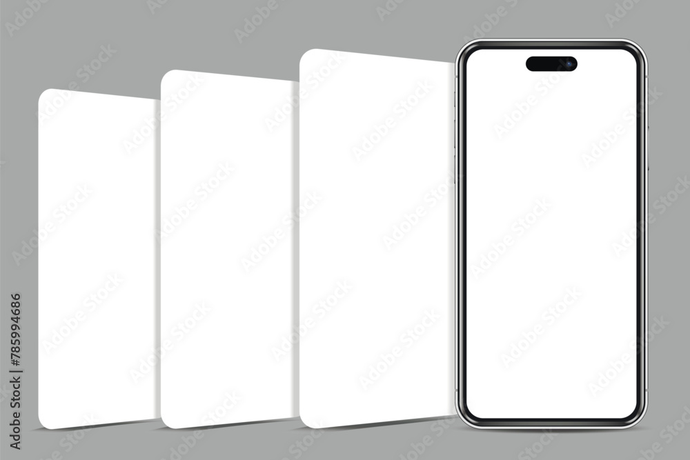 Smartphone mockup with blank app screens. Mobile app design concept for ...