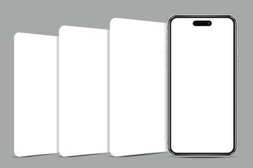 Smartphone mockup with blank app screens. Mobile app design concept for showcasing screenshots.