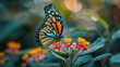Colorful butterfly on a little flower