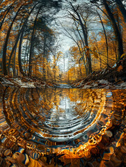 Canvas Print - Autumn Reflections in Forest Pond