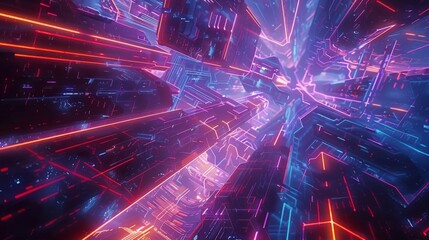 Wall Mural - behold a futuristic landscape adorned with intricate lines and vibrant light effects, evoking the es